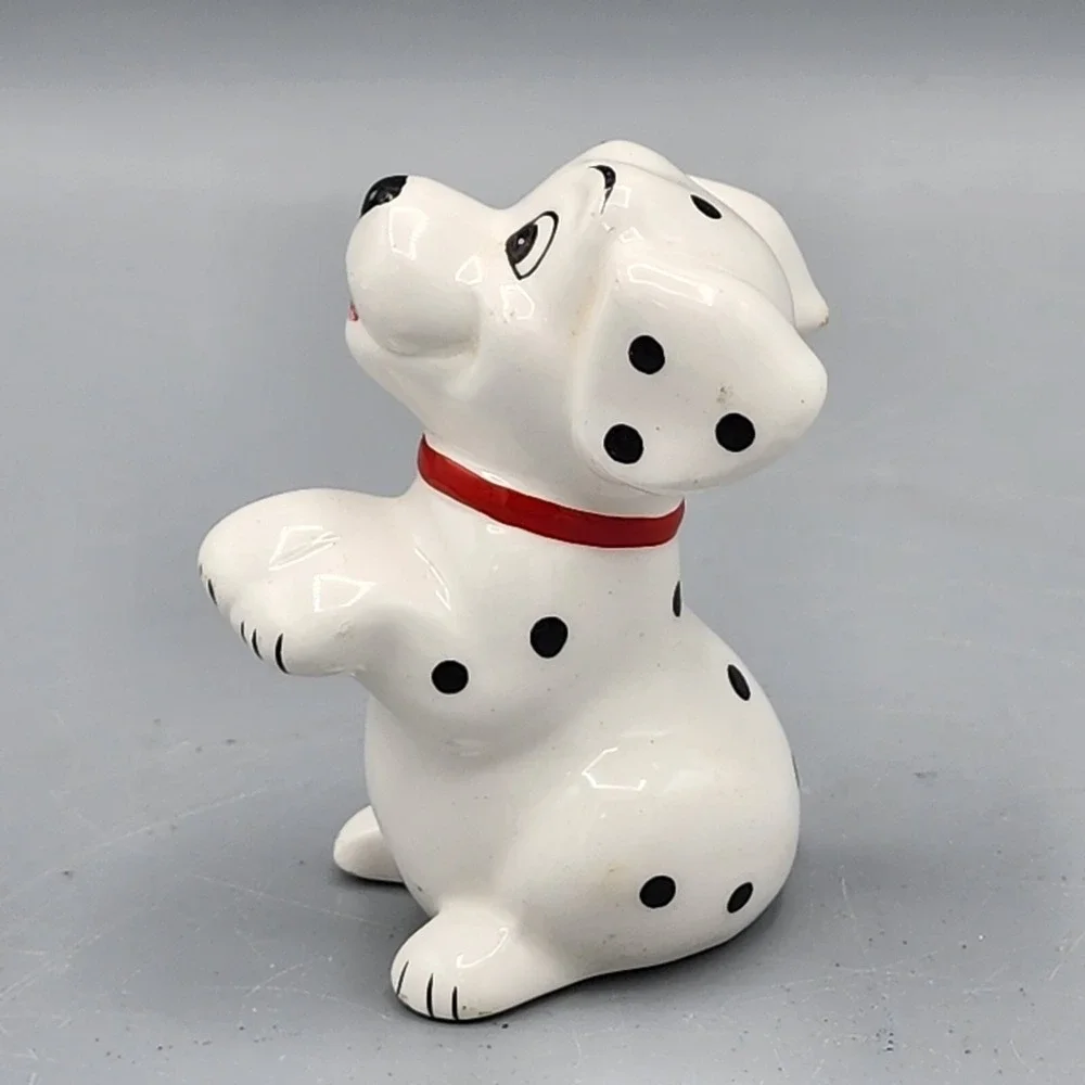 Vintage Porcelain Disney Dalmatian Dog Puppy Figurine Red Collar China